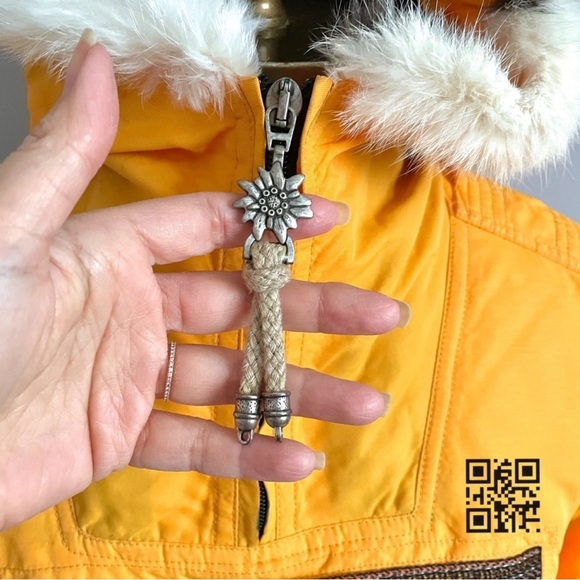 HELL Is For Heroes Italy Sunflower Yellow Pullover Fur Trim Hood Ski Jacket S/6 - Picture 9 of 10